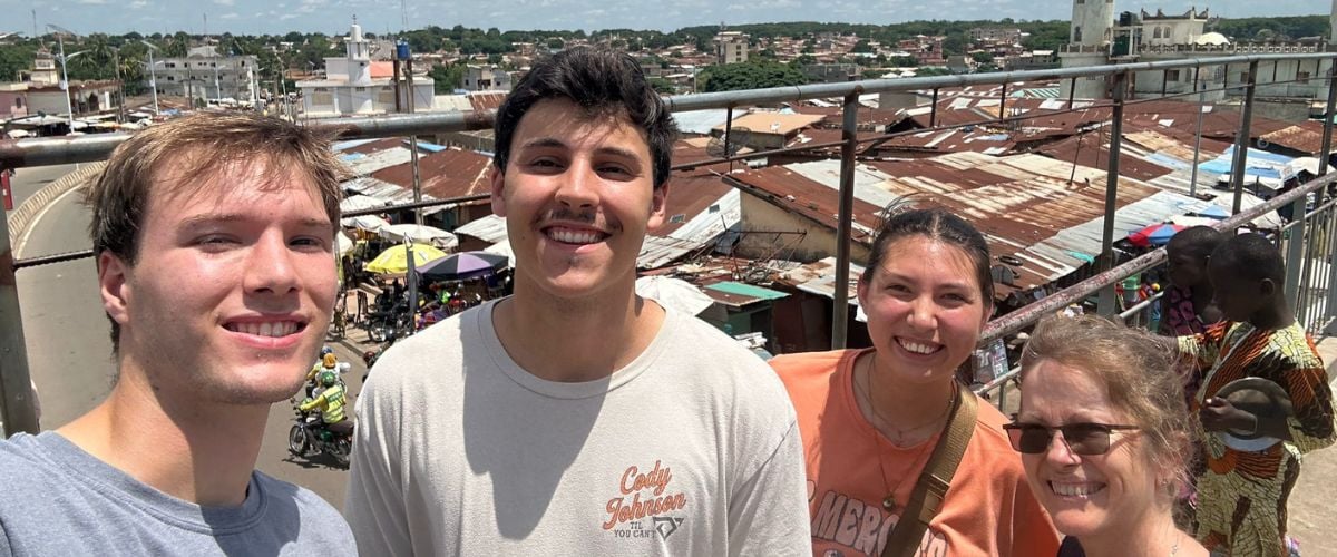 Zeke, fellow interns Will Harry and Grace Hamilton, and TWR staff member Fiona Kennedy explore the local town