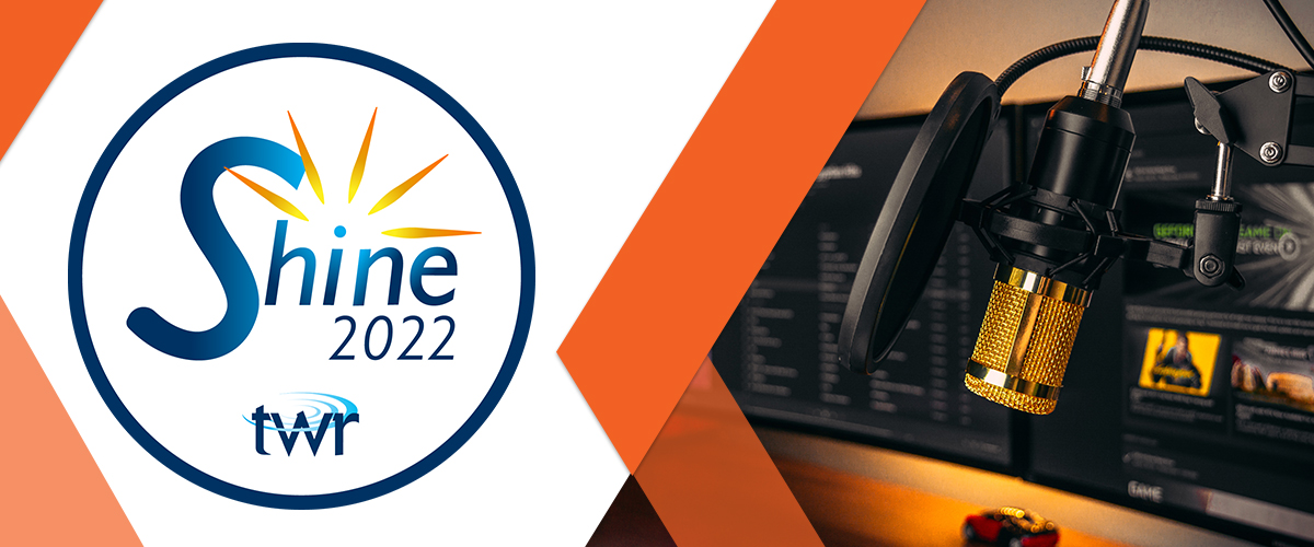 Shine 2022 logo next to a photo of an audio studio setup