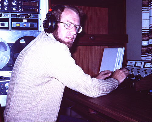 Old photograph of Steve working with radio monitoring equipment