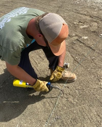 Ryan working on some wire at the transmitter site