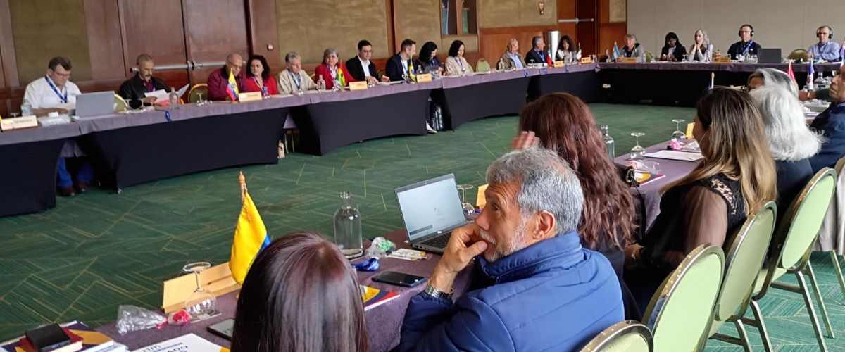 Fifty people from 21 nations fill a conference room in Bogotá, Colombia, for the TWR Ibero-Latin America Partners Conference.