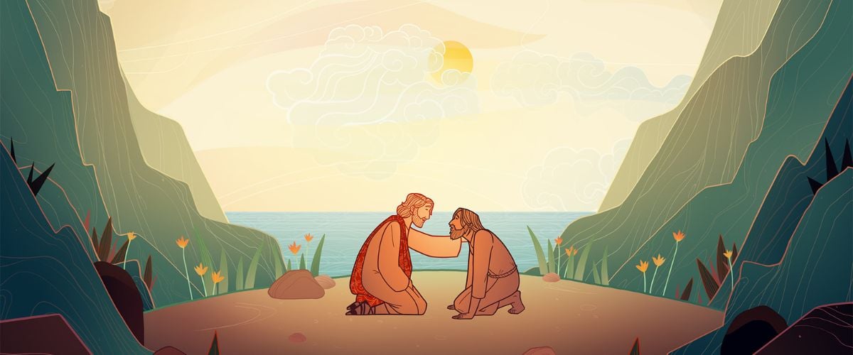 A scene from TWR MOTION's Journey to Hope: Jesus delivers a man from evil spirits.
