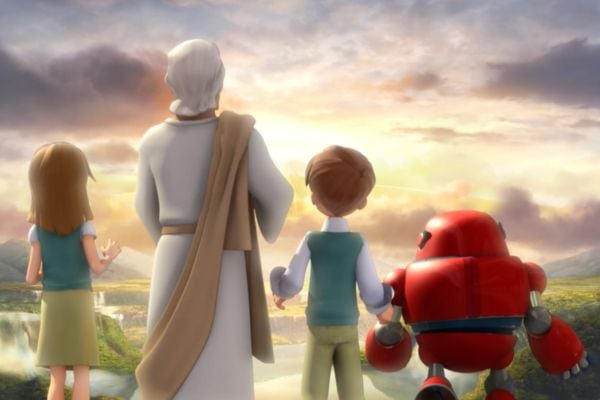 A scene from the Roma animated series, Superbook.