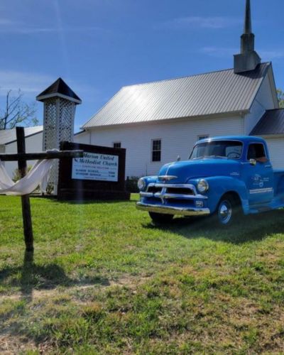 Michael Daniels uses his vintage 1954 Chevrolet pickup truck, complete with TWR360 logo, as he makes his rounds to let churches in his part of Tennessee know about the ministry of TWR. Photo courtesy of Michael Daniels.