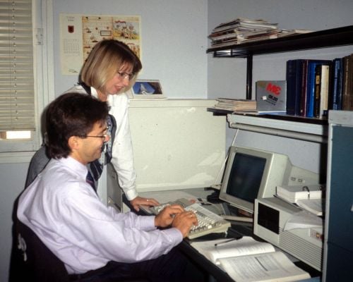 Steve and Barbara Shantz at work with TWR in Monaco in 1998.
